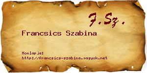 Francsics Szabina névjegykártya